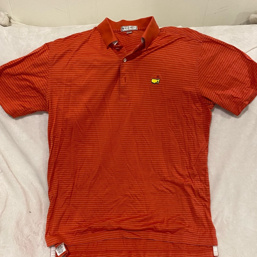 Peter Millar red striped Master’s polo